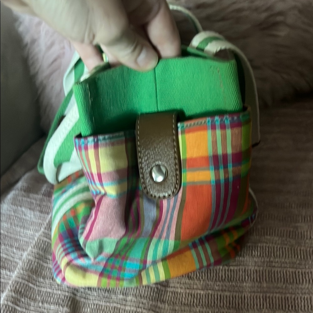 Tommy Hilfiger Green and Orange Tote Bag Satchel - Picture 2 of 6